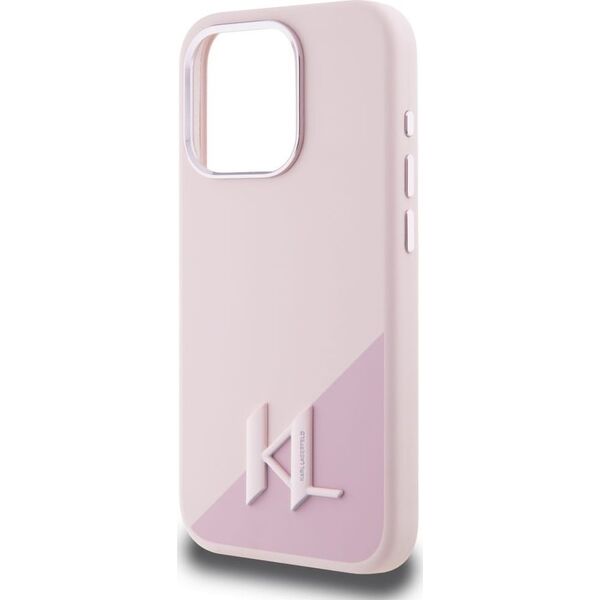 Etui Karl Lagerfeld Silicone Shadow       Metal Initial MagSafe do iPhone 15 Pro różowy