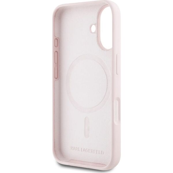 Etui Karl Lagerfeld Silicone Double       Heads And Circle MagSafe do iPhone 16 różowy