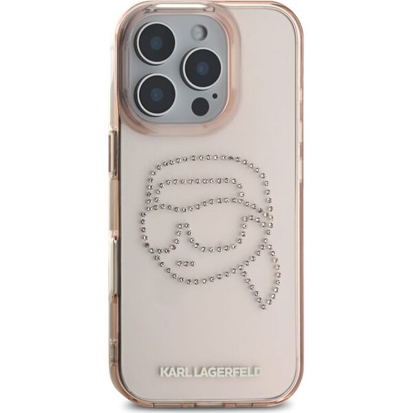 Etui Karl Lagerfeld IML Rhinestones Karl  Head do iPhone 16 Pro Max różowy