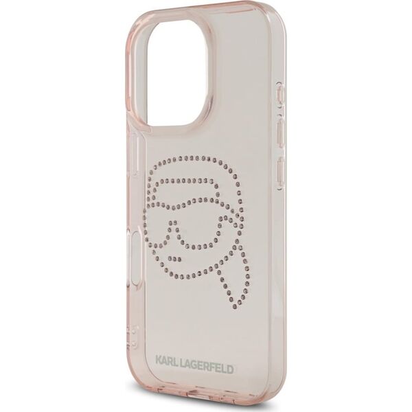 Etui Karl Lagerfeld IML Rhinestones Karl  Head do iPhone 16 Pro Max różowy