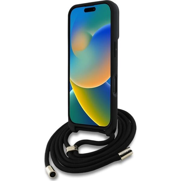 Etui Guess 4G Big Logo Cord Stap          Crossbody do iPhone 16 czarny
