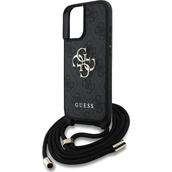 Etui Guess 4G Big Logo Cord Stap          Crossbody do iPhone 16 czarny