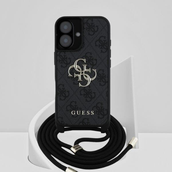 Etui Guess 4G Big Logo Cord Stap          Crossbody do iPhone 16 czarny