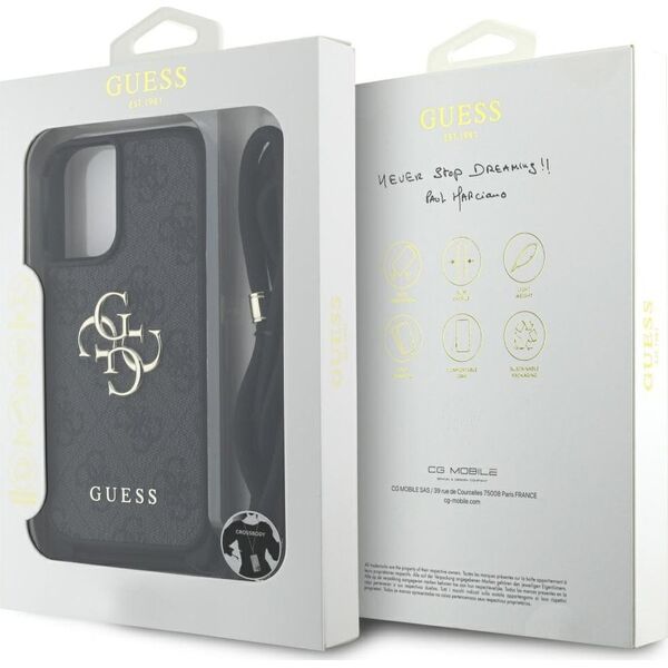 Etui Guess 4G Big Logo Cord Stap          Crossbody do iPhone 16 Plus czarny