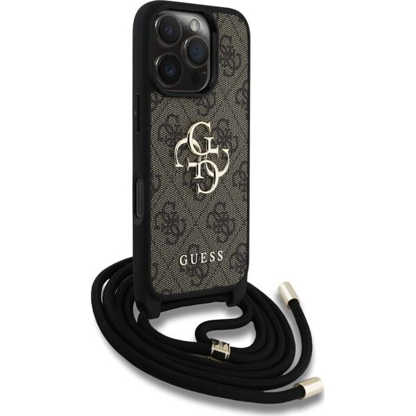 Etui Guess 4G Big Logo Cord Stap          Crossbody do iPhone 16 Pro Max brązowy