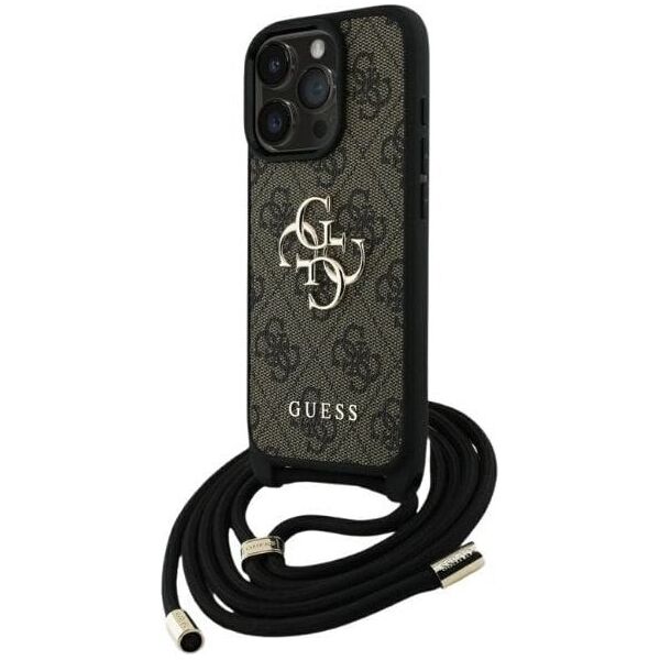 Etui Guess 4G Big Logo Cord Stap          Crossbody do iPhone 16 Pro Max brązowy