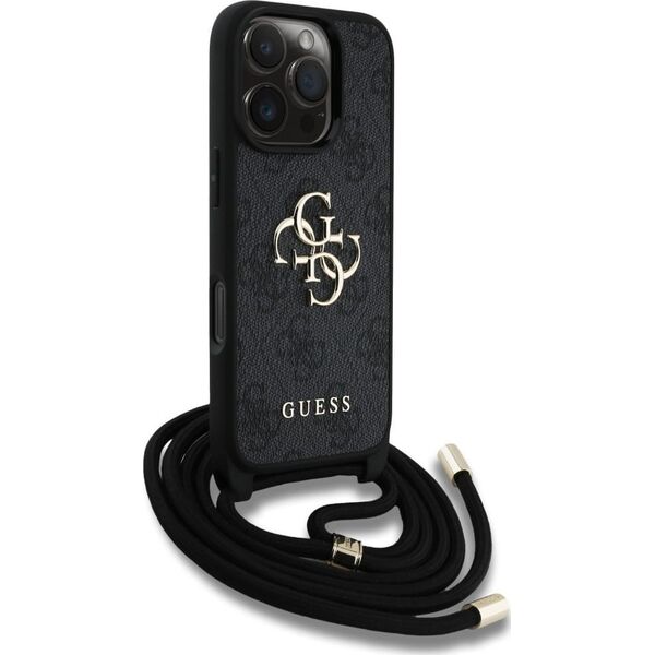 Etui Guess 4G Big Logo Cord Stap          Crossbody do iPhone 16 Pro czarny