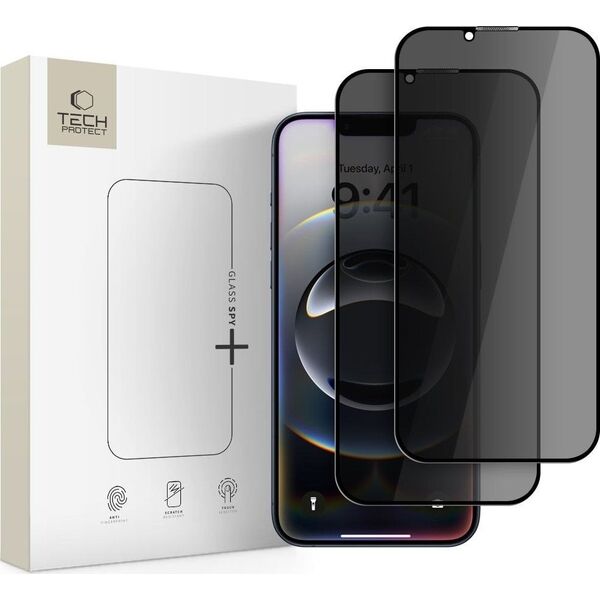 SZKŁO PRYWATYZUJĄCE TECH-PROTECT GLASS SPY+ 2-PACK IPHONE 16E PRIVACY