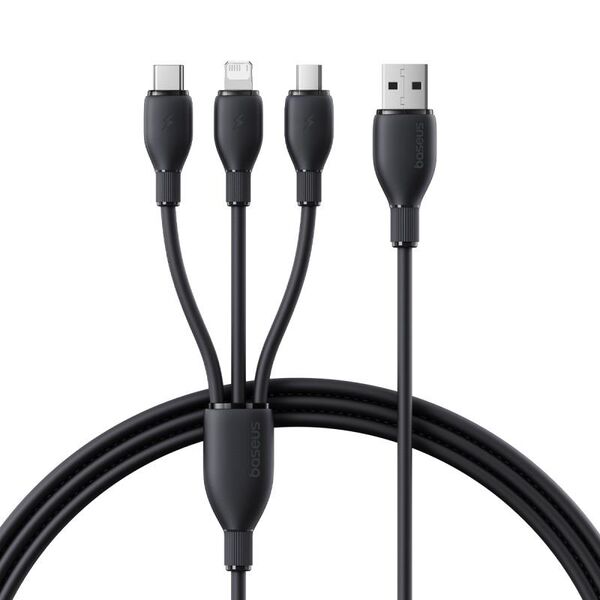 Baseus Ultra-Fast One-for-Three Fast Charging Cable USB-A to M+L+C 3.5A 0.8m Cosmic Black 6932172679590