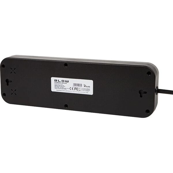 Blow Przedłużacz sieciowy PS-550S 5-Gniazd 4xUSB 1xUSB-C 5m czarny 2x1mm