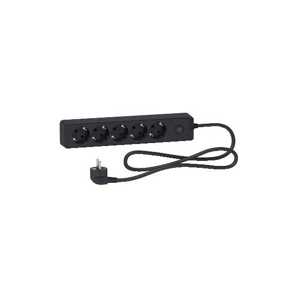 SCHNEIDER ELECTRIC UNICA EXTEND - SCHUKO TRAILING LEAD - 5 OUTLETS - ANTHRACITE