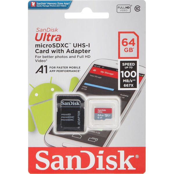 Karta SanDisk Ultra MicroSDXC 64 GB Class 10 UHS-I/U1 A1  (SD-MICRO-10/64-SAND)