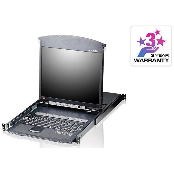 Κονσόλα KVM Aten ALTUSEN KVM 8-port Hight Density Dual Rail LCD19'' + Πληκτρολόγιο + Touchpad, 19'' 1U - KL1508AN-AXA-AG