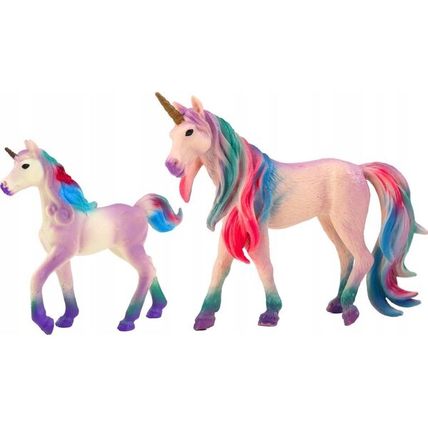 Figurka LeanToys Figurki Kolekcjonerskie Jednorożec z Małym Fioletowy 2 El