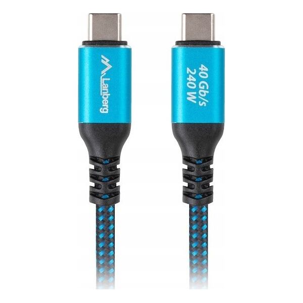 KABEL USB-C M/M USB4 1M 240W 8K 60HZ CZARNO-NIEBIESKI LANBERG
