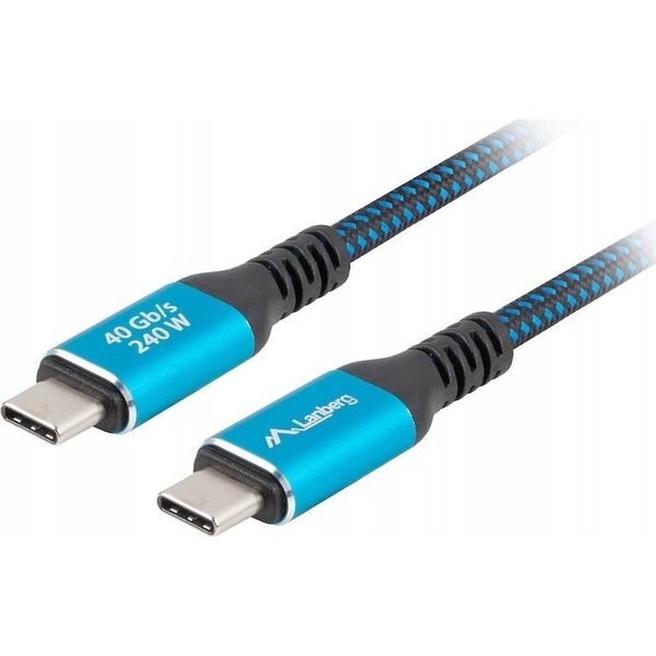 KABEL USB-C M/M USB4 1.5M 240W 8K 60HZ CZARNO-NIEBIESKI LANBERG