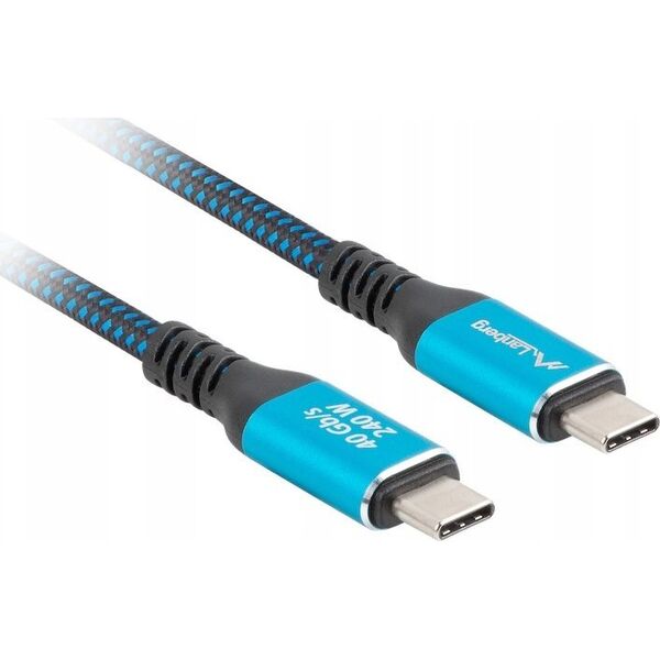 KABEL USB-C M/M USB4 1.5M 240W 8K 60HZ CZARNO-NIEBIESKI LANBERG