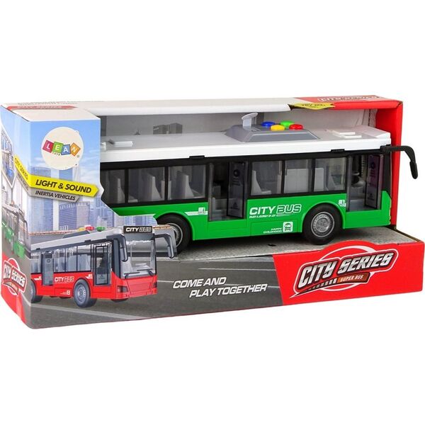 LeanToys Autobus Na Baterie Światła Dźwięki Napęd Frykcyjny Zielony 1:16