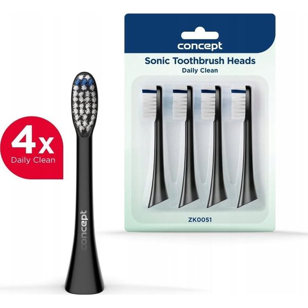 Końcówka Concept ZK0051 Końcówka szczoteczki do zębów PERFECT SMILE ZK500x, Daily Clean, 4 szt, czarne