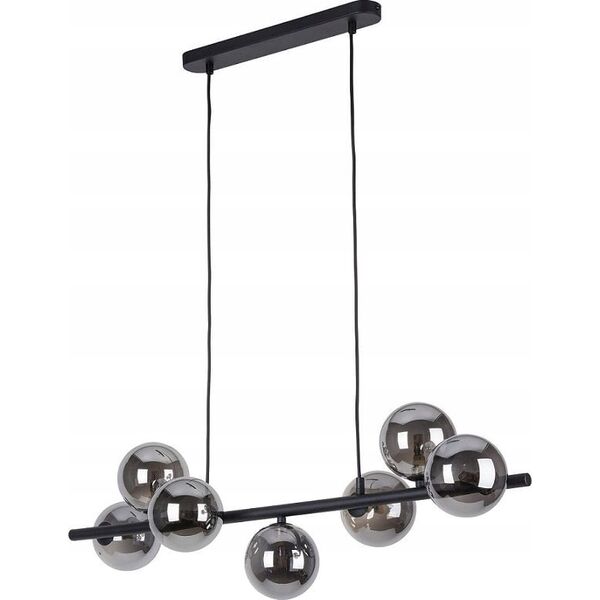 Κρεμαστό φωτιστικό TKKRYWULT Tk Lighting Estera 5666 κρεμαστό φωτιστικό μοντέρνα δοκός γυάλινα καπέλα 7x6W G9 μαύρο/χρώμιο