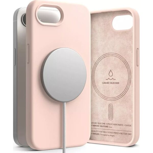 Etui Ringke Silicone Magnetic MagSafe do iPhone 16e Pink Sand