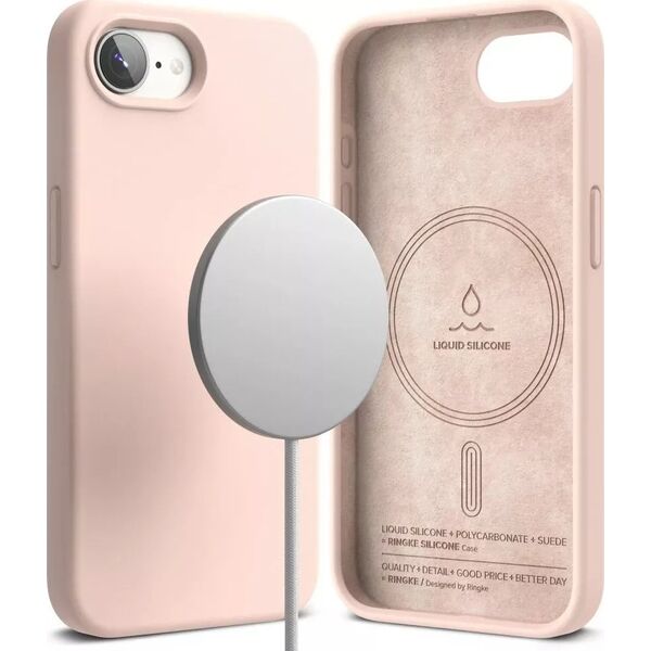 Etui Ringke Silicone Magnetic MagSafe do iPhone 16e Pink Sand