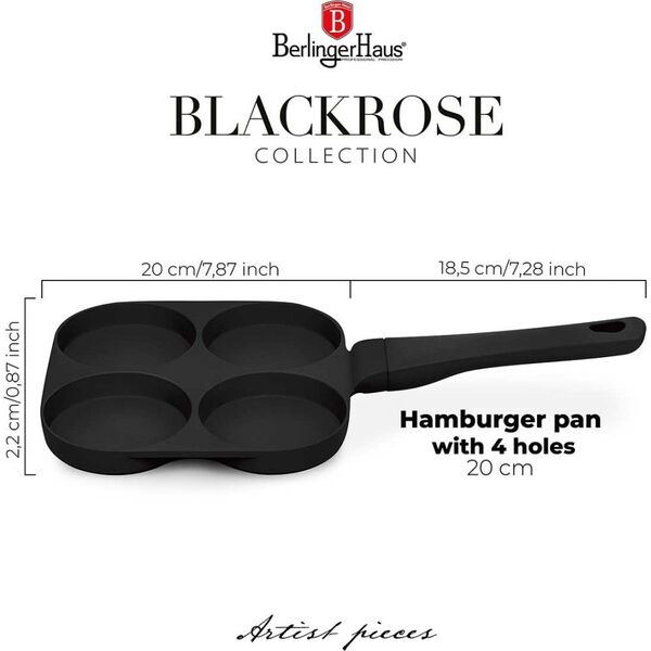 PATELNIA TYTANOWA 26cm DO HAMBURGERÓW JAJEK BERLINGER HAUS BH-7797 BLACK ROSE