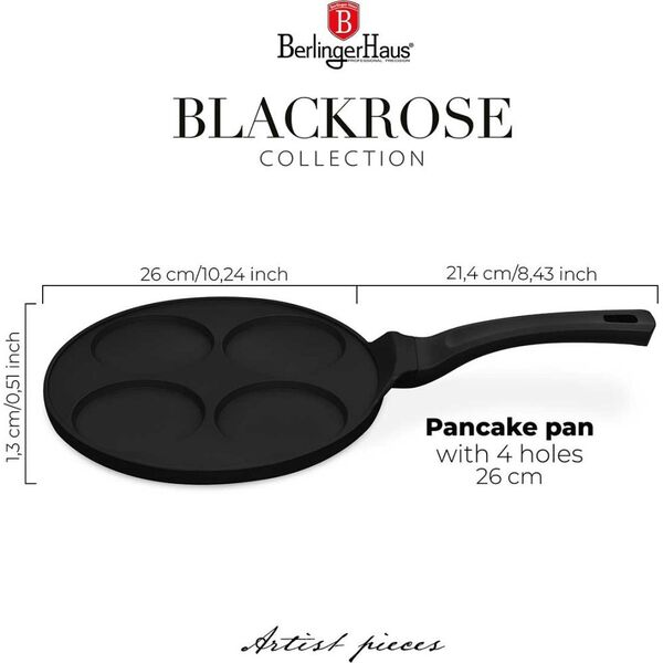 PATELNIA TYTANOWA 26cm DO PLACKÓW JAJEK BERLINGER HAUS BH-7795 BLACK ROSE