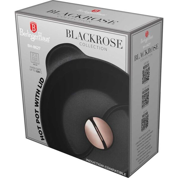 GARNEK TYTANOWY HOT POT Z POKRYWĄ 30cm BERLINGER HAUS BH-8627 BLACK ROSE