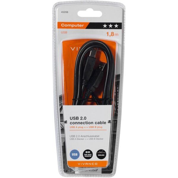Καλώδιο USB Vivanco Vivanco καλώδιο USB 2.0 A-B 1.8m (45206)