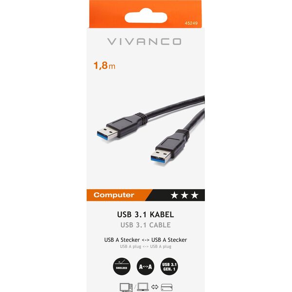 Καλώδιο USB Vivanco Vivanco καλώδιο USB 3.1 USB-A - USB-A 1.8m (45249)