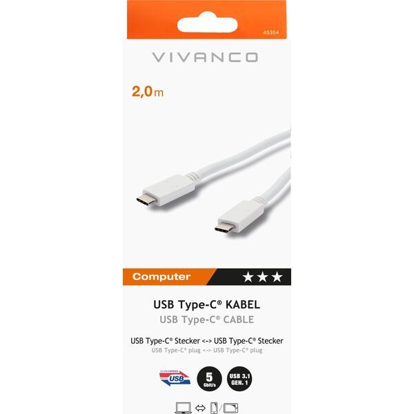 Καλώδιο USB Vivanco Vivanco καλώδιο USB-C - USB-C 2m EMark (45354)