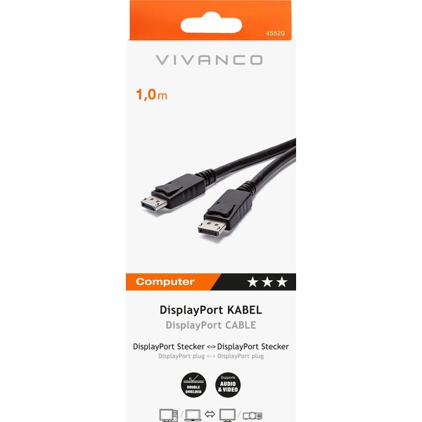 Καλώδιο Vivanco Vivanco καλώδιο DisplayPort - DisplayPort 1m (45520), μαύρο