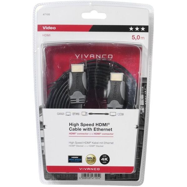 Καλώδιο Vivanco Vivanco καλώδιο HDMI - HDMI 5m flat (47105)