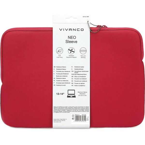 Θήκη Vivanco Vivanco notebook sleeve Neo 13-14', κόκκινο