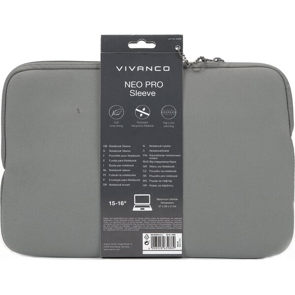 Θήκη Vivanco Vivanco notebook sleeve Neo Pro 15-16', γκρι