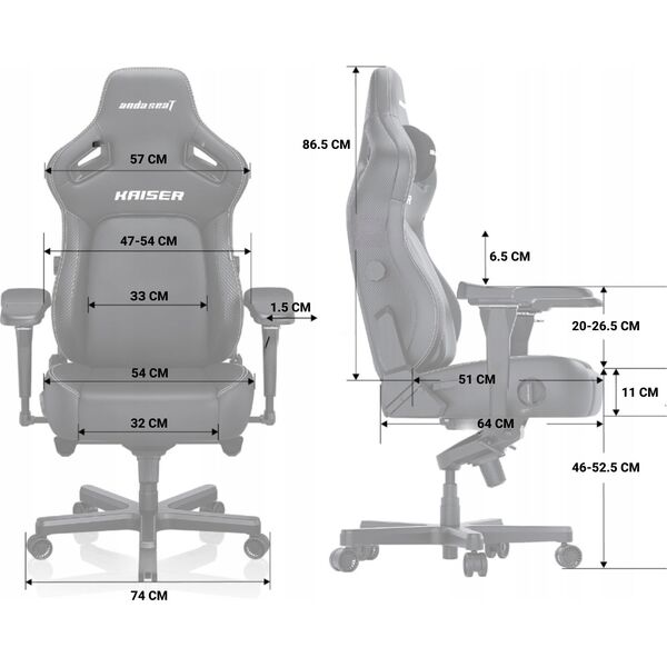 Fotel Anda Seat Fotel gamingowy Kaiser 4 XL Anda Seat materiałowy ciemnoszary