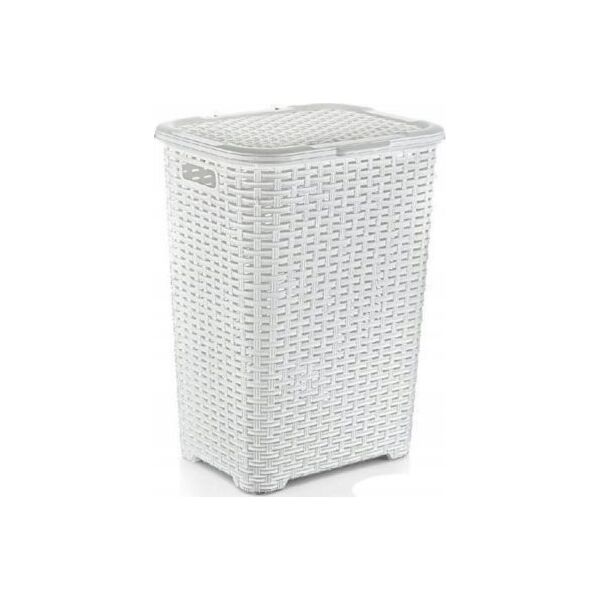 Kosz na biel.RATTAN 60l-biały 435x337x602 mm