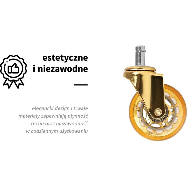 Kółko do taboretu Roll Speed złote na wcisk zestaw 5 sztuk