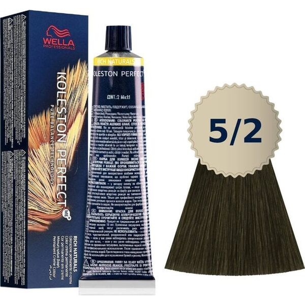 Wella Professionals Wella Professionals, Koleston Perfect Me+, Μόνιμη Βαφή Μαλλιών, 5/2 Ματ Ανοιχτό Καστανό, 60 ml Για Γυναίκες