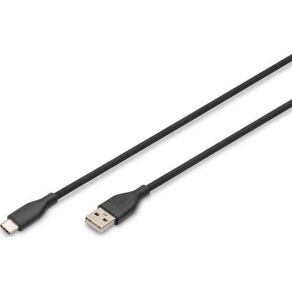 Καλώδιο USB Digitus Digitus USB-A > USB-C 2.0 (ST-ST) 2m Καλώδιο φόρτισης Σιλικόνης 60W Μαύρο