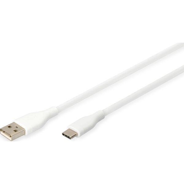 Καλώδιο USB Digitus Digitus USB-A > USB-C 2.0 (ST-ST) 0,5m Καλώδιο φόρτισης Σιλικόνης 60W Λευκό