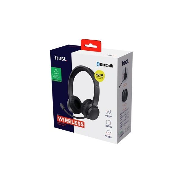Trust Ayda Zestaw słuchawkowy Przewodowy i Bezprzewodowy Opaska na głowę Połączenia/muzyka USB Type-C Bluetooth Czarny