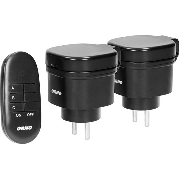 Orno Zestaw bezprzewodowych mini gniazd sterowanych pilotem 2+1, IP44 , wersja Schuko