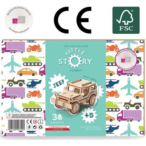 Little-Story Little Story Drewniane Puzzle Model 3D - Jeep