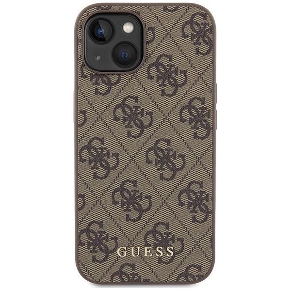 Guess Guess GUHCP15SG4GFBR iPhone 15 6.1" brązowy/brown hard case 4G Metal Gold Logo