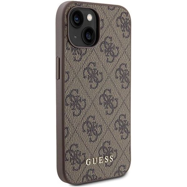 Guess Guess GUHCP15SG4GFBR iPhone 15 6.1" brązowy/brown hard case 4G Metal Gold Logo
