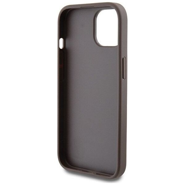 Guess Guess GUHCP15SG4GFBR iPhone 15 6.1" brązowy/brown hard case 4G Metal Gold Logo