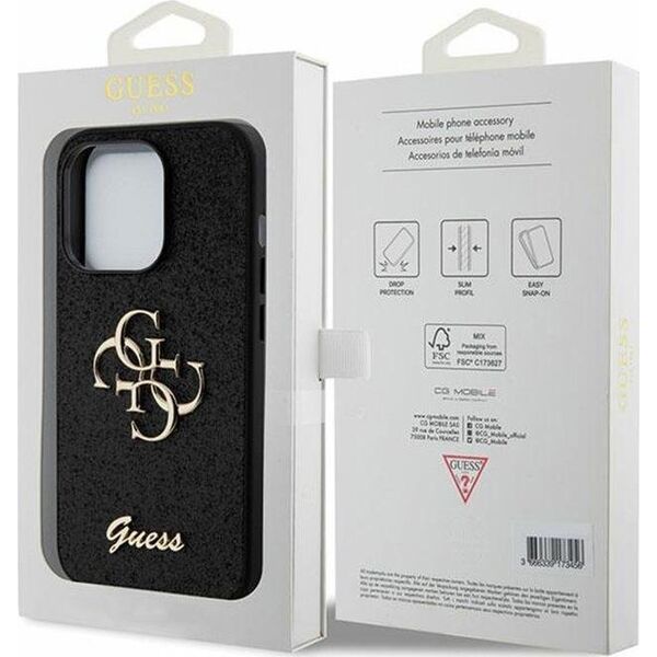 Guess Guess GUHCP15XHG4SGK iPhone 15 Pro Max 6.7" czarny/black hardcase Glitter Script Big 4G