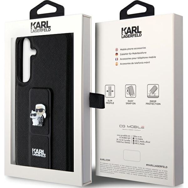 Karl Lagerfeld Etui Karl Lagerfeld KLHCS24MGSAKCPK Samsung Galaxy S24+ Plus hardcase Gripstand Saffiano Karl&Choupette Pins czarny/black